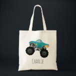 Boys Cute and Modern Blue Truck Kids Tote Bag<br><div class="desc">This cute and modern kids tote bag features a blue truck with oversized wheels illustration. There is also space on the bag to add you own customization: a name in whimsical typography. The perfect transport gift for any child or jeep enthusiast!</div>