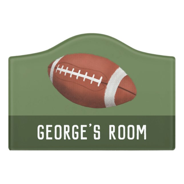 Boys Cute and Modern Football Sports Kids Door Sign (Small Crest Front)