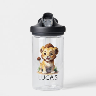 Boys Cute Baby Lion Safari Zoo Kids School Water Bottle