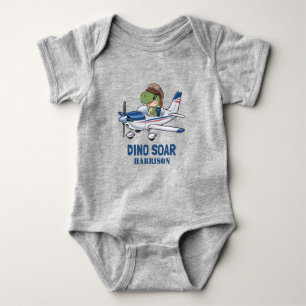 Boys Cute Blue Airplane Dinosaur Kids 1st Birthday Baby Bodysuit