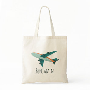 Boys Cute Blue Airplane Kids School Travel Tote Bag