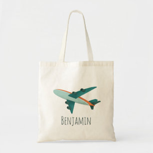 Boys Cute Blue Airplane Kids School Travel Tote Bag