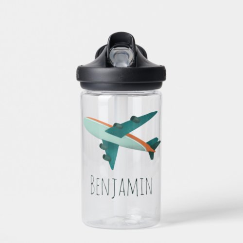 Boys Cute Blue Airplane Kids Travel Water Bottle