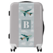 Boys Cute Blue Airplane Monogram Kids Luggage at Zazzle