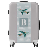 Boys Cute Blue Airplane Monogram Kids