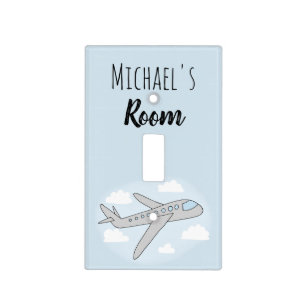 Boys Cute Blue Airplane Travel Nursery Kids Light Switch Cover