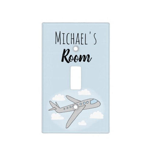 Boys Cute Blue Airplane Travel Nursery Kids Light Switch Cover