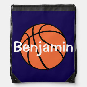 Boys Cute Blue Basketball Sports Kids Drawstring Bag