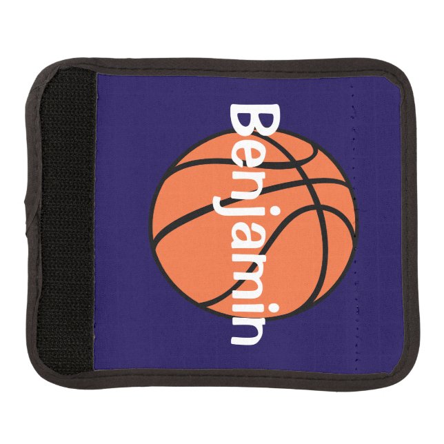 Boys Cute Blue Basketball Sports Kids Luggage Handle Wrap (Front)