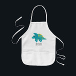 Boys Cute Blue Dinosaur and Name Kids' Apron<br><div class="desc">This cute and modern kids apron features a blue stegosaurus dinosaur cartoon and can be personalized with your boys name. Perfect for any dinosaur-loving kid. Check out our store for other gorgeous toddler designs!</div>