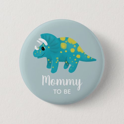 Boys Cute Blue Dinosaur Mommy to Be Baby Shower
