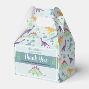 Boys Cute Blue Dinosaur T-Rex Baby Shower Favor Boxes