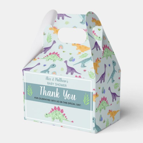 Boys Cute Blue Dinosaur T_Rex Baby Shower Favor Boxes