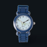 Boys Cute Blue Dinosaur with Name Kids Watch<br><div class="desc">This cute blue kids watch features an adorable dinosaur cartoon and can be personalized with your boy's name. With clear,  readable numbers this design is perfect for your boy's first watch.</div>