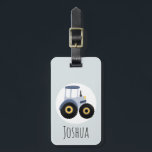 Boys Cute Blue Farm Tractor Cartoon and Name Kids Luggage Tag<br><div class="desc">This cute kids luggage tag features a blue farm tractor cartoon. This modern design also features a place for you to add your boy's name,  family email,  and phone number. The perfect gift for any child or toddler's first trip! Check out our collection for the matching police-themed passport case.</div>