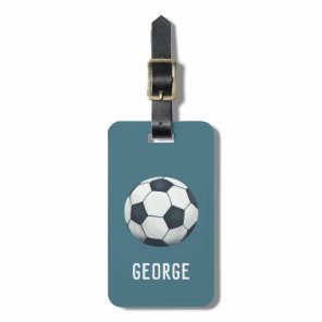 Boys Cute Blue Football Sports Kids Luggage Tag