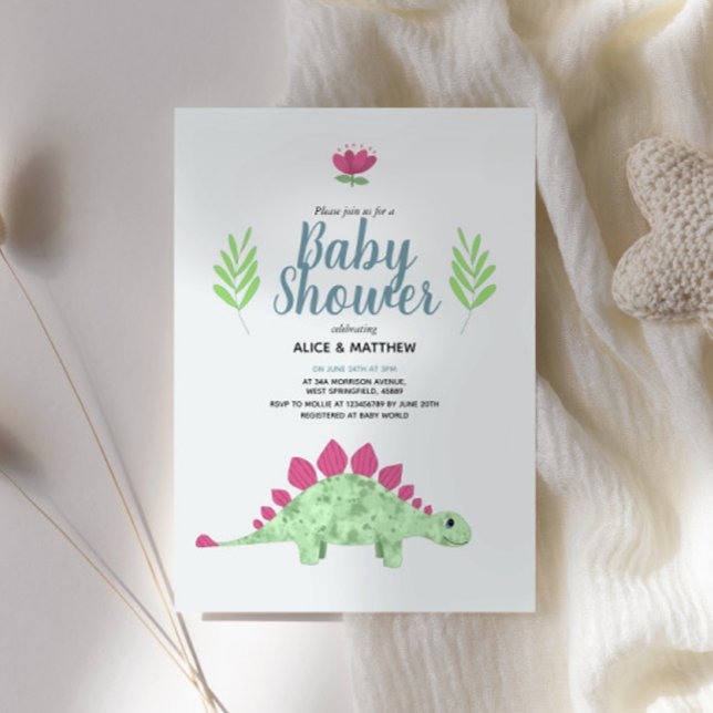 Boys Cute Blue Jungle T-Rex Dinosaur Baby Shower Invitation (Creator Uploaded)