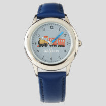 Boys Cute Blue Modern Train Travel Kids Watch