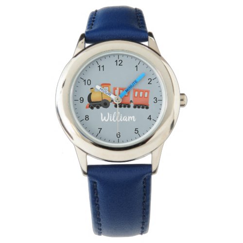 Boys Cute Blue Modern Train Travel Kids Watch