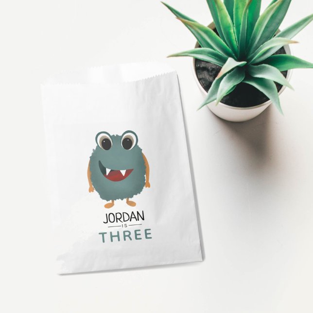 Boys Cute Blue Monster Kids Birthday Party Favor Bag (Creator Uploaded)
