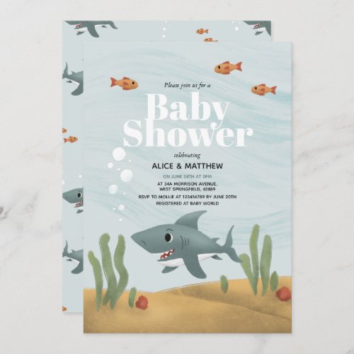 Boys Cute Blue Ocean Sea Shark Baby Shower