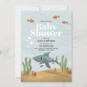 Boys Cute Blue Ocean Sea Shark Baby Shower Invitation (Front)