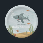 Boys Cute Blue Ocean Sea Shark Baby Shower Paper Plates<br><div class="desc">This cute and modern boys' baby shower paper plate design features a blue shark cartoon,  with fish,  bubbles,  seaweed,  waves,  and sand,  and can be personalized with the parents' names and date of your party. The perfect adorable sea and ocean-themed addition to your co-ed couples' baby shower.</div>