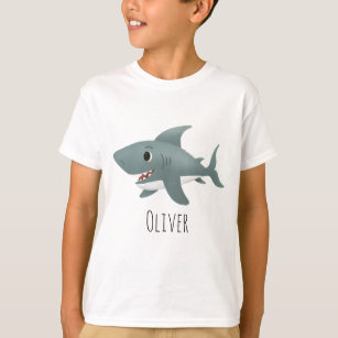 Boys Cute Blue Ocean Shark Cartoon T-Shirt