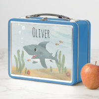 Boys Cute Blue Ocean Shark Kids School