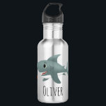 Boys Cute Blue Ocean Shark Kids School Stainless Steel Water Bottle<br><div class="desc">This cute and modern kids water bottle design features a blue shark cartoon with orange fish. The bottle can be personalised with your boys name. The perfect ocean themed addition to your kids school supplies!</div>