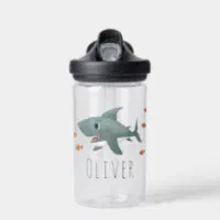 Boys Cute Blue Ocean Shark Kids School Stainless Steel Water