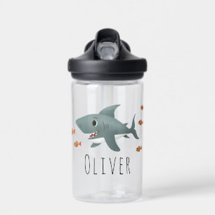 Boys Cute Blue Ocean Shark Kids School Water Bottle