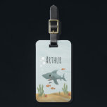 Boys Cute Blue Ocean Shark Name Kids Luggage Tag<br><div class="desc">This cute and modern kids luggage tag features a blue ocean shark design, with sea weed, fish and bubbles, , and can be personalized with your boys name and contact details. The perfect ocean themed gift for your baby, toddler or child's first trip. Check out our collection for the matching...</div>