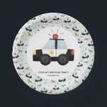 Boys Cute Blue Police Car Toddler Happy Birthday Paper Plates<br><div class="desc">This cute and modern boy's birthday paper plate design features a police car cartoon,  with a matching blue police pattern around the edges,  and can be personalized with your boys name. The perfect police-themed addition to your toddler's birthday.</div>