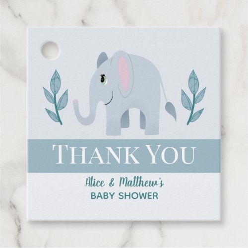 Boys Cute Blue Safari Elephant Baby Shower Favor Tags