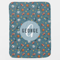 Boys Cute Blue Soccer Football Basketball Sports