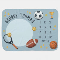 Boys Cute Blue Soccer Football Basketball Sports