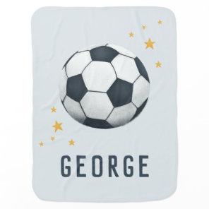 Boys Cute Blue Soccer Sports Baby Blanket