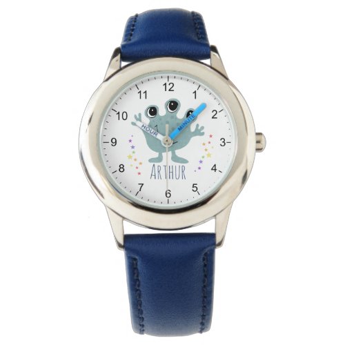 Boys Cute Blue Space Alien Cartoon Kids  Watch