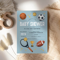 Boys Cute Blue Sports Baby Shower