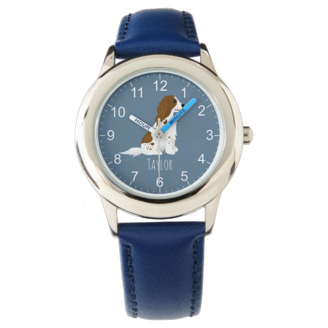 Boys Cute Blue Springer Spaniel Dog Kids Watch (Front)