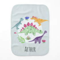 Boys Cute Blue T-Rex Dinosaur Name Baby Burp Cloth Boys Cute Blue T-Rex Dinosaur Name Baby Burp Cloth