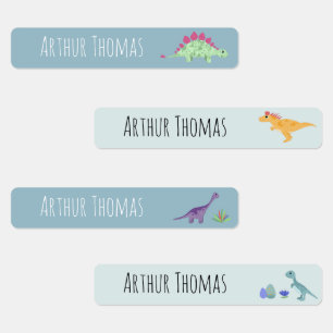 Boys Cute Blue T-Rex Dinosaur School Kindergarten Kids' Labels