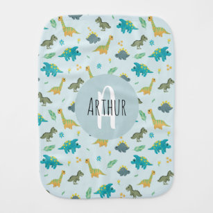 Boys Cute Blue T-Rex Jungle Dinosaur Pattern Baby Burp Cloth