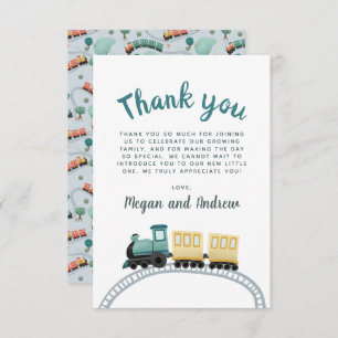 Boys Cute Blue Train Thank You Baby Shower