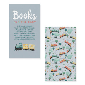 Boys Cute Blue Train Travel Books For Baby Enclosure Card