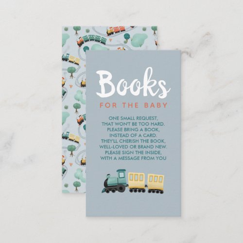 Boys Cute Blue Train Travel Books For Baby Enclosure Card