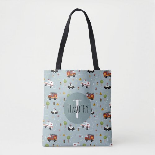 Boys Cute Blue Transport Pattern Kids Tote Bag