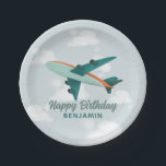 Boys Cute Blue Travel Airplane Kids Birthday Paper Plates<br><div class="desc">This cute kids birthday paper plate design features an airplane illustration with blue sky and clouds,  and can be personalized with your child’s name and birthday. The perfect travel themed gift for your child’s party - perfect for a first birthday or for any aeroplane lover!</div>
