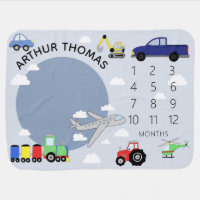 Boys Cute Car Transport and Name Milestone Newborn
